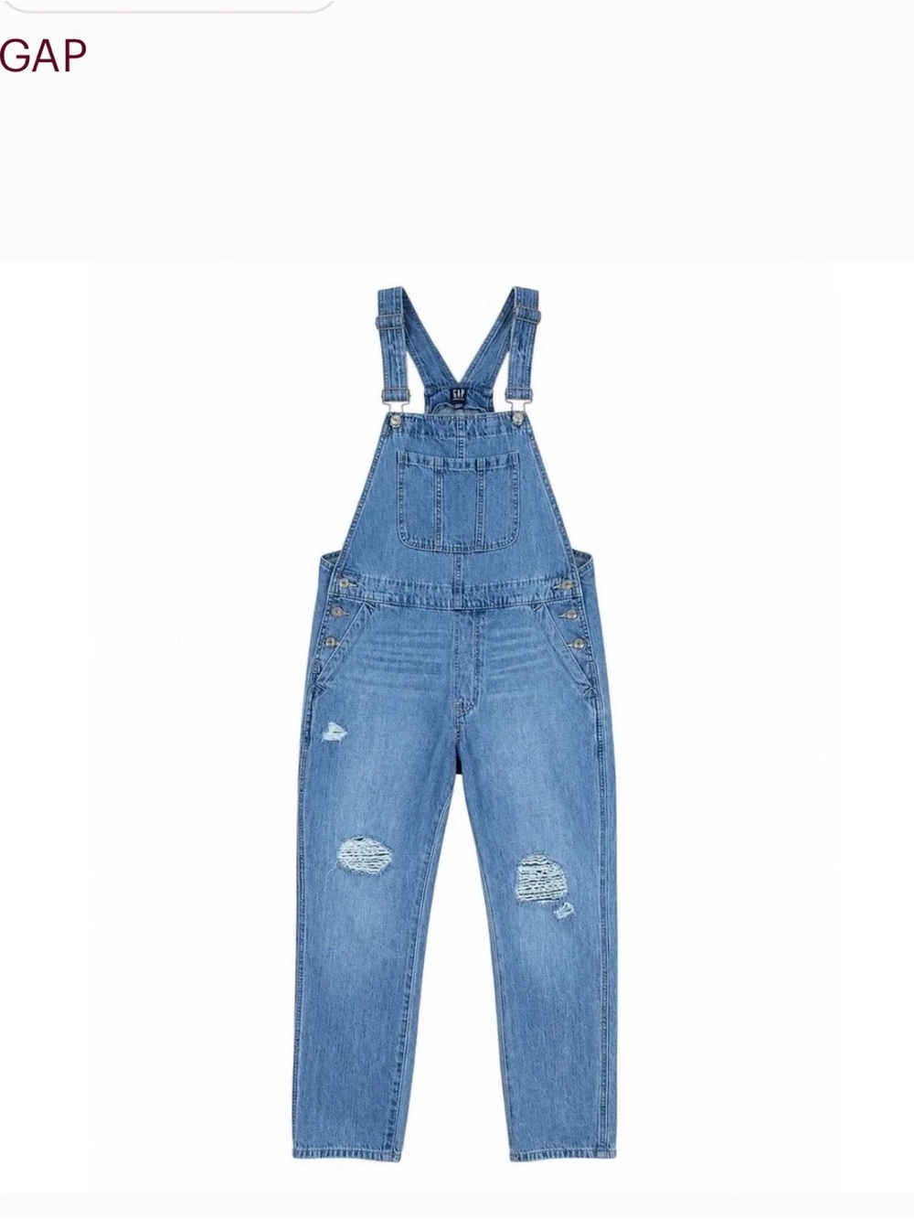 GAP Light Blue Distressed Denim Overalls
